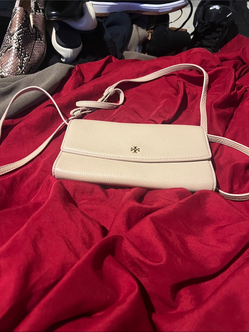 Tory Burch Small Crossbody Bag in Light Pink Cream